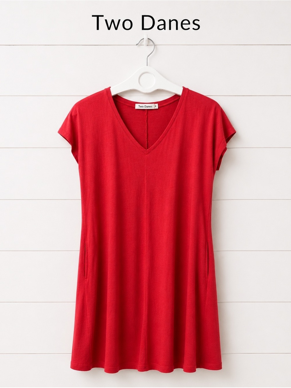 TWO DANES Red Hemp-Cotton Dress with Pockets – Size XS